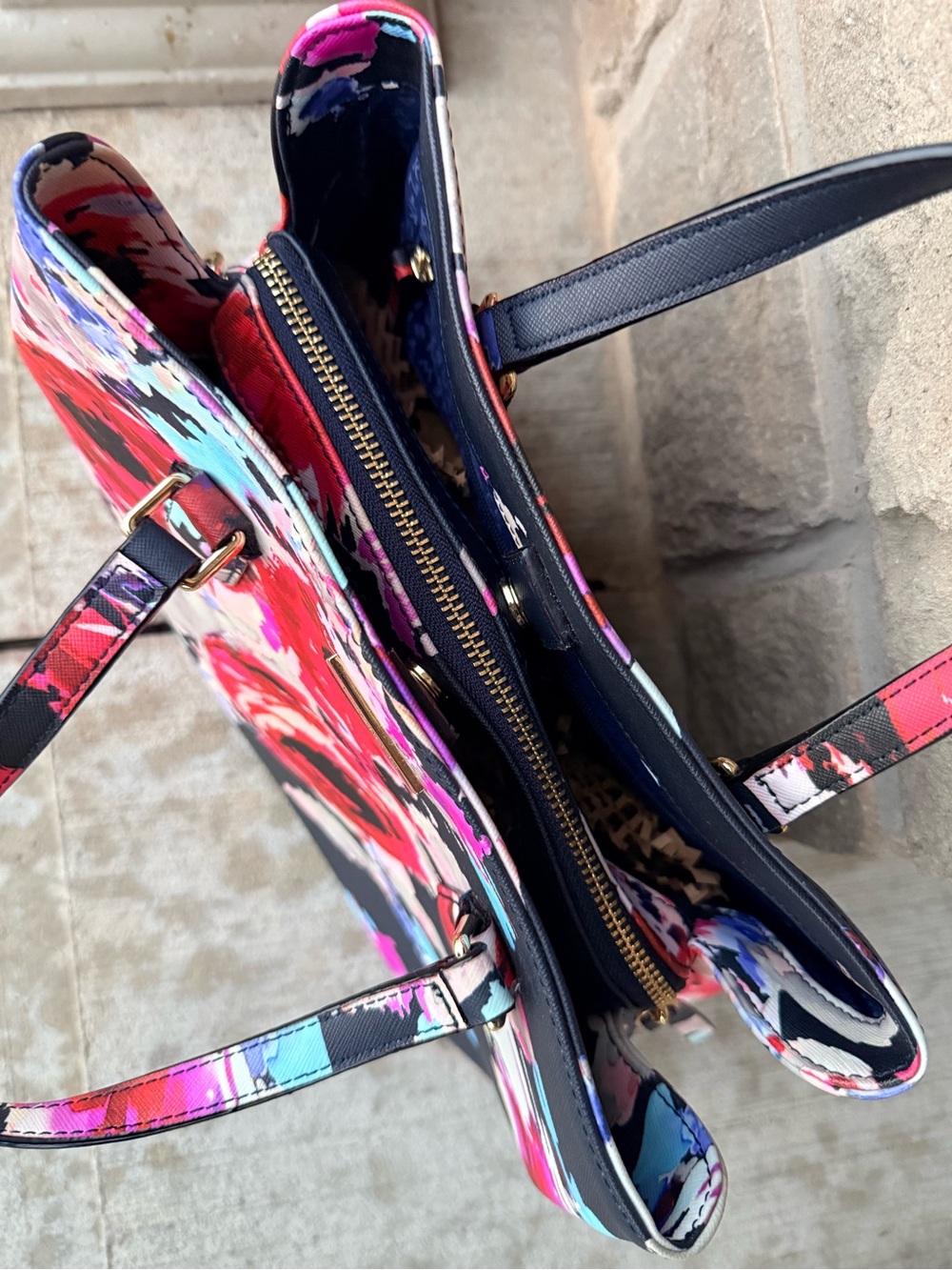 Kate Spade WKRU4751 Floral Satchel Crossbody Navy Multicolour - Picture 10 of 11